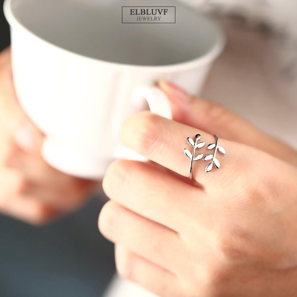 18k Stainless Steel Silver Gold Rose Gold Plated Leaves Leaf Laurel Adjustable B - Picture 3 of 9